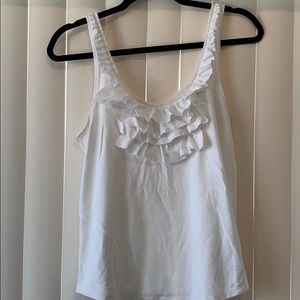 White ruffle front hollister tank top